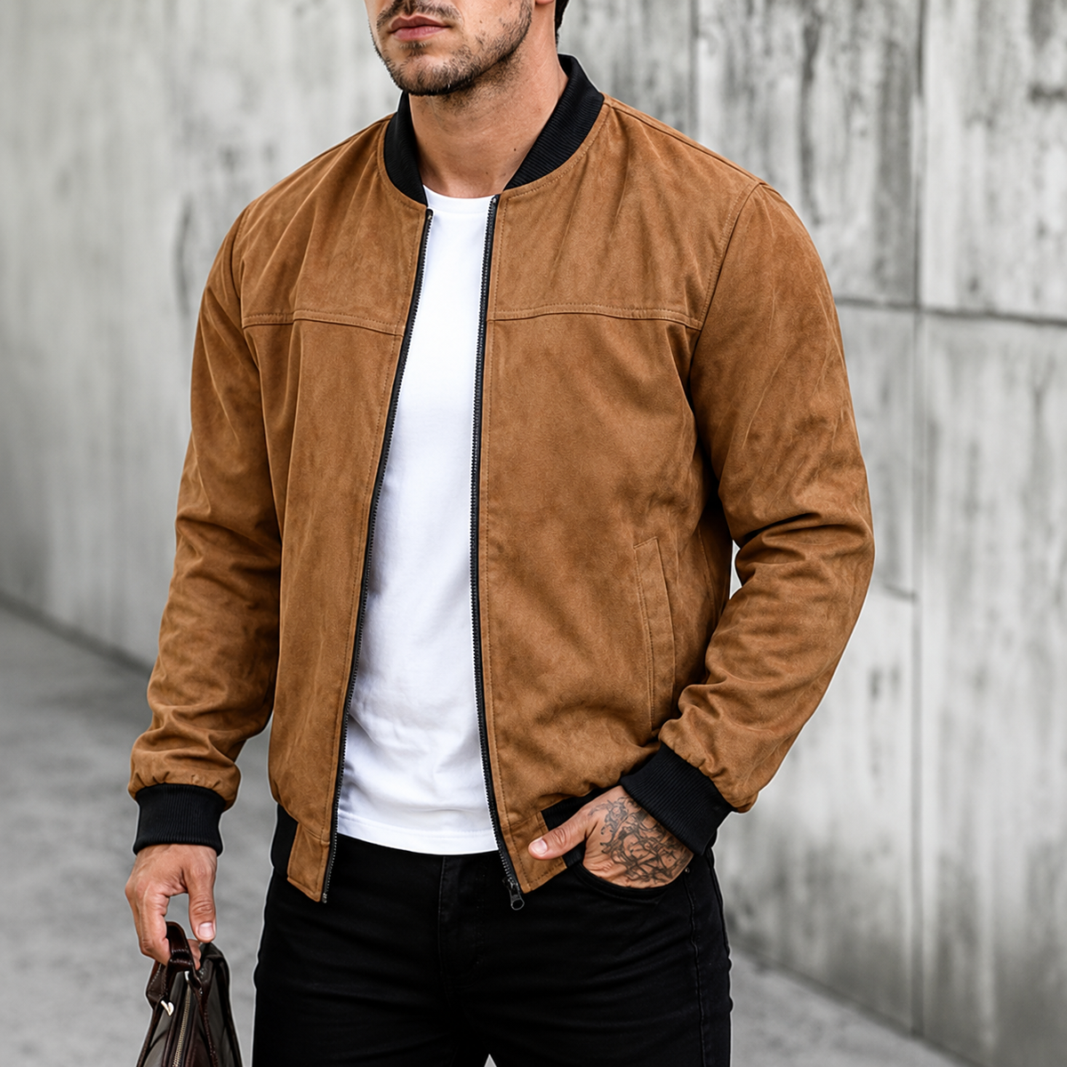 BENEDETTO™ | GIACCA BOMBER IN SCAMOSCIATO