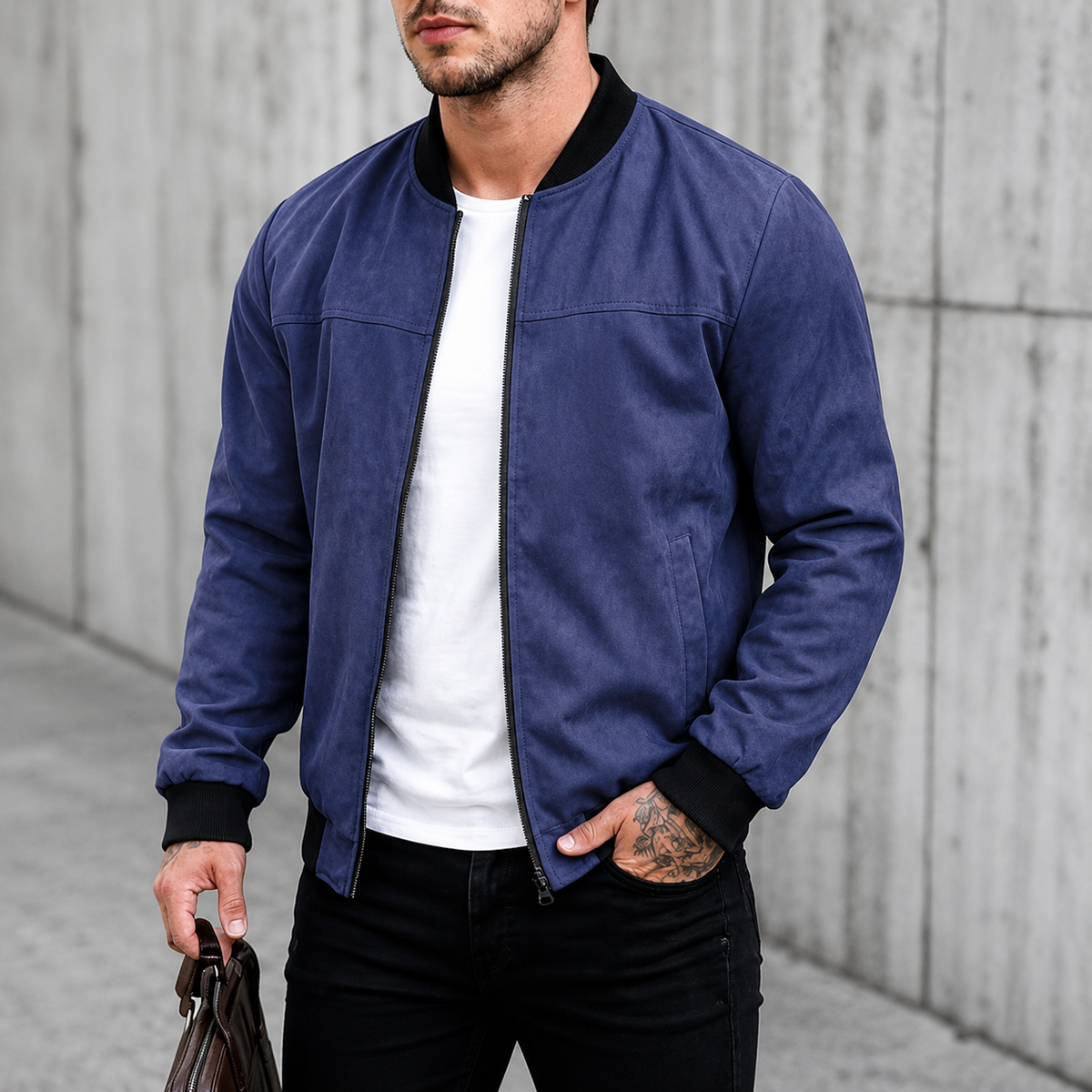 BENEDETTO™ | GIACCA BOMBER IN SCAMOSCIATO