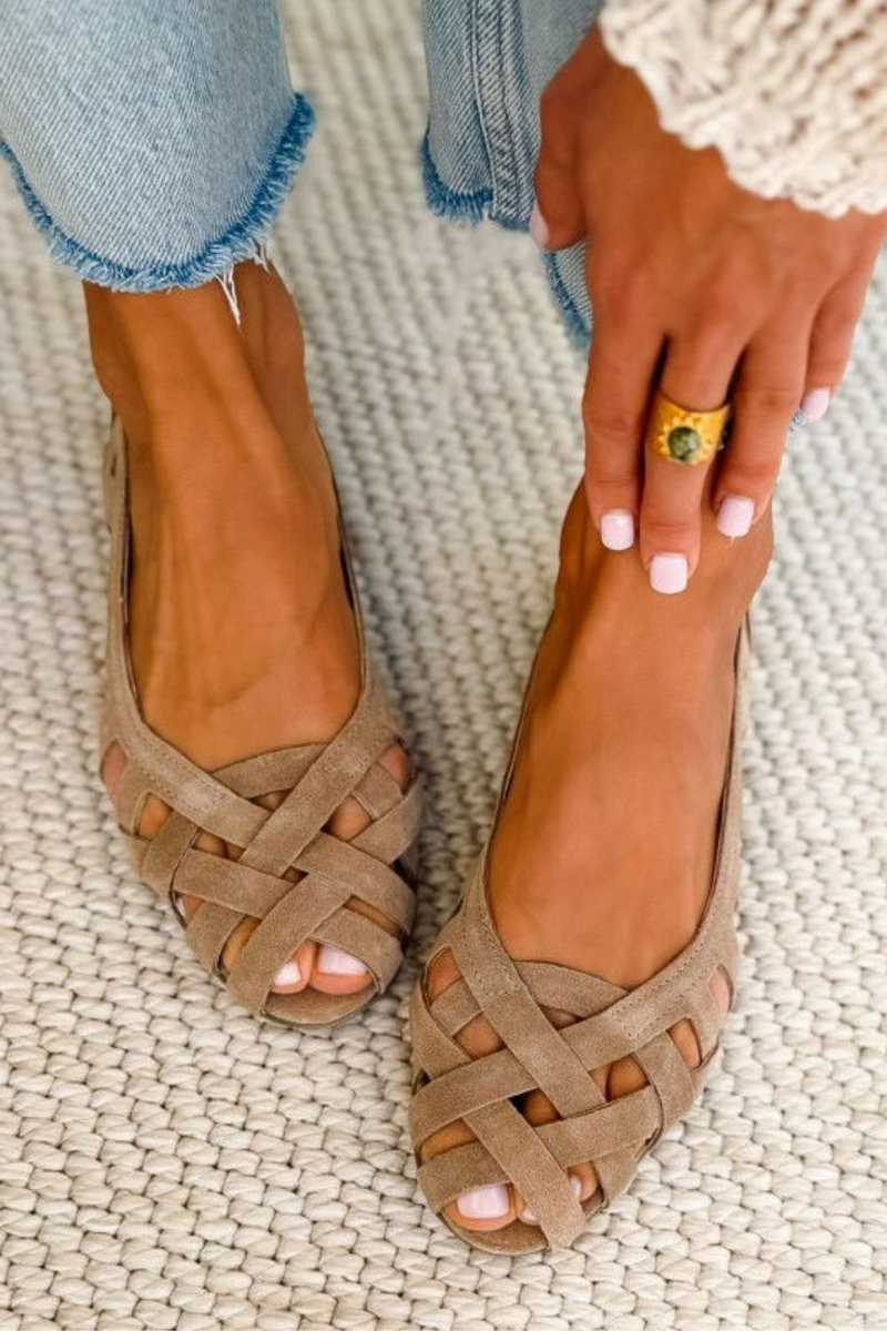 ANGELA™ | SANDALI PIATTI INTRECCIATI CON CUT-OUT