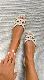 ILARIA™ | SANDALI INTRECCIATI ELEGANTI IN CREMA