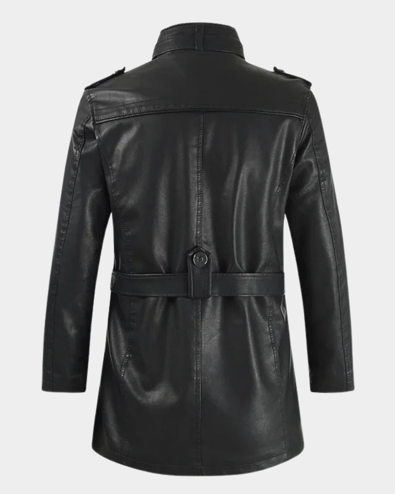 ROLANDO™ - GIACCA DI PELLE LUNGA CON COLLETTO ALTO