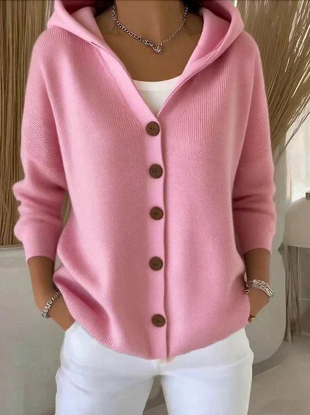 Darienne™ | Gebreide Cardigan met Kap en Knopen