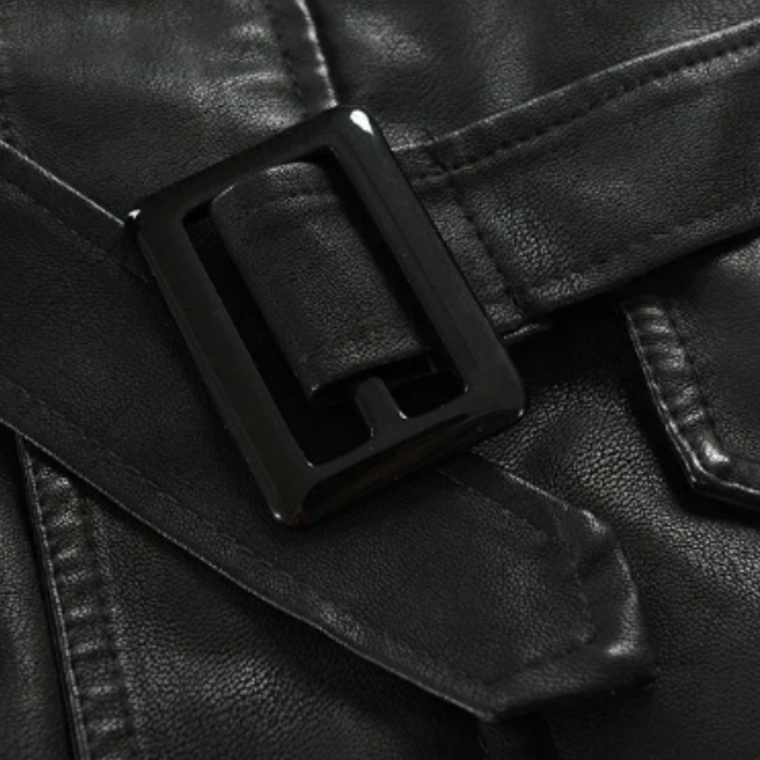 ROLANDO™ - GIACCA DI PELLE LUNGA CON COLLETTO ALTO