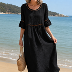 ORNELLA™ | ABITO LUNGO IN LINO EFFETTO PANCIA PIATTA