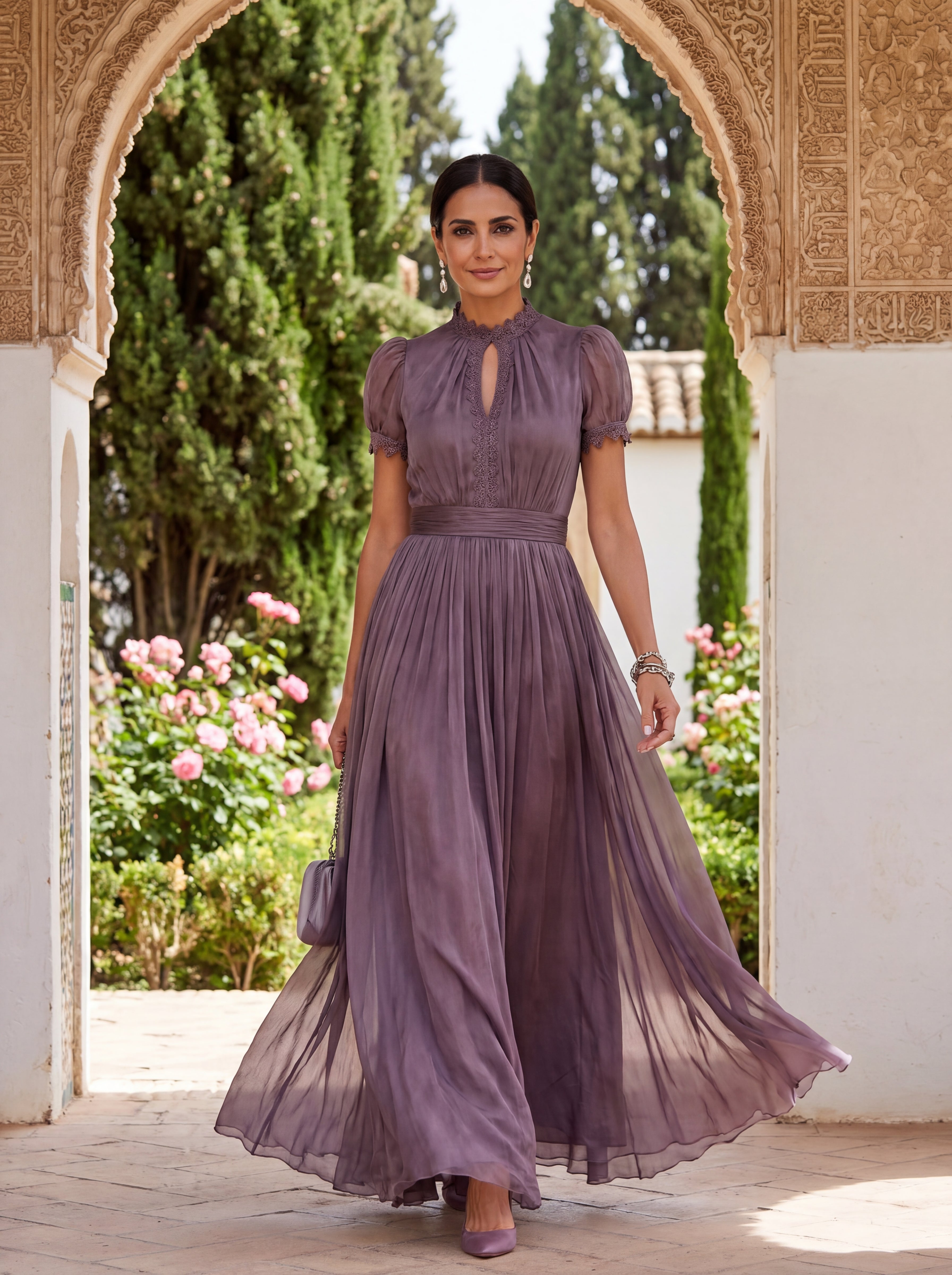 MARGHERITA™ | ABITO LUNGO ELEGANTE IN TESSUTO LUSSUOSO