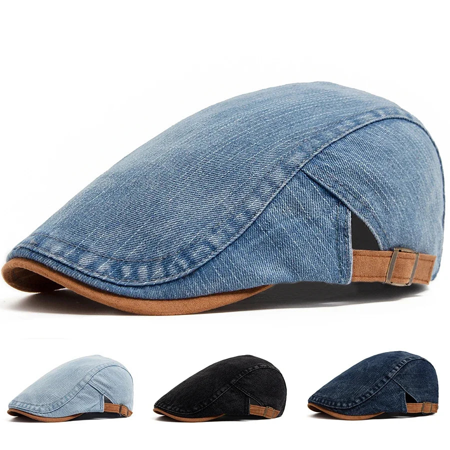 ENZO™ | BERRETTO CON VISIERA PIATTA IN DENIM, STILE RETRÒ