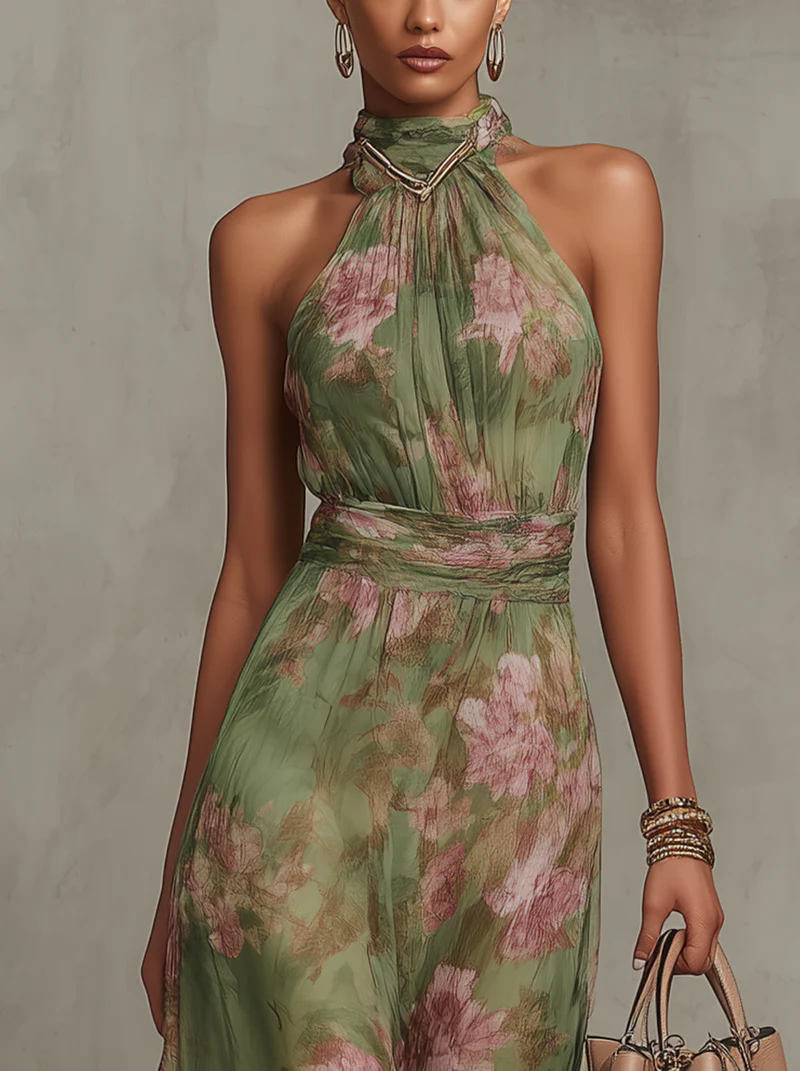 BEATRICE™ | VESTITO LUNGO FLOREALE CON COLLO ALL'AMERICANA