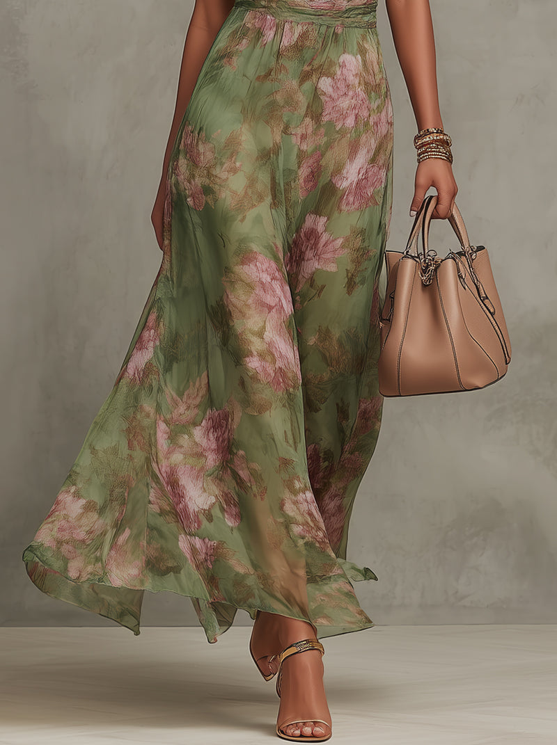 BEATRICE™ | VESTITO LUNGO FLOREALE CON COLLO ALL'AMERICANA