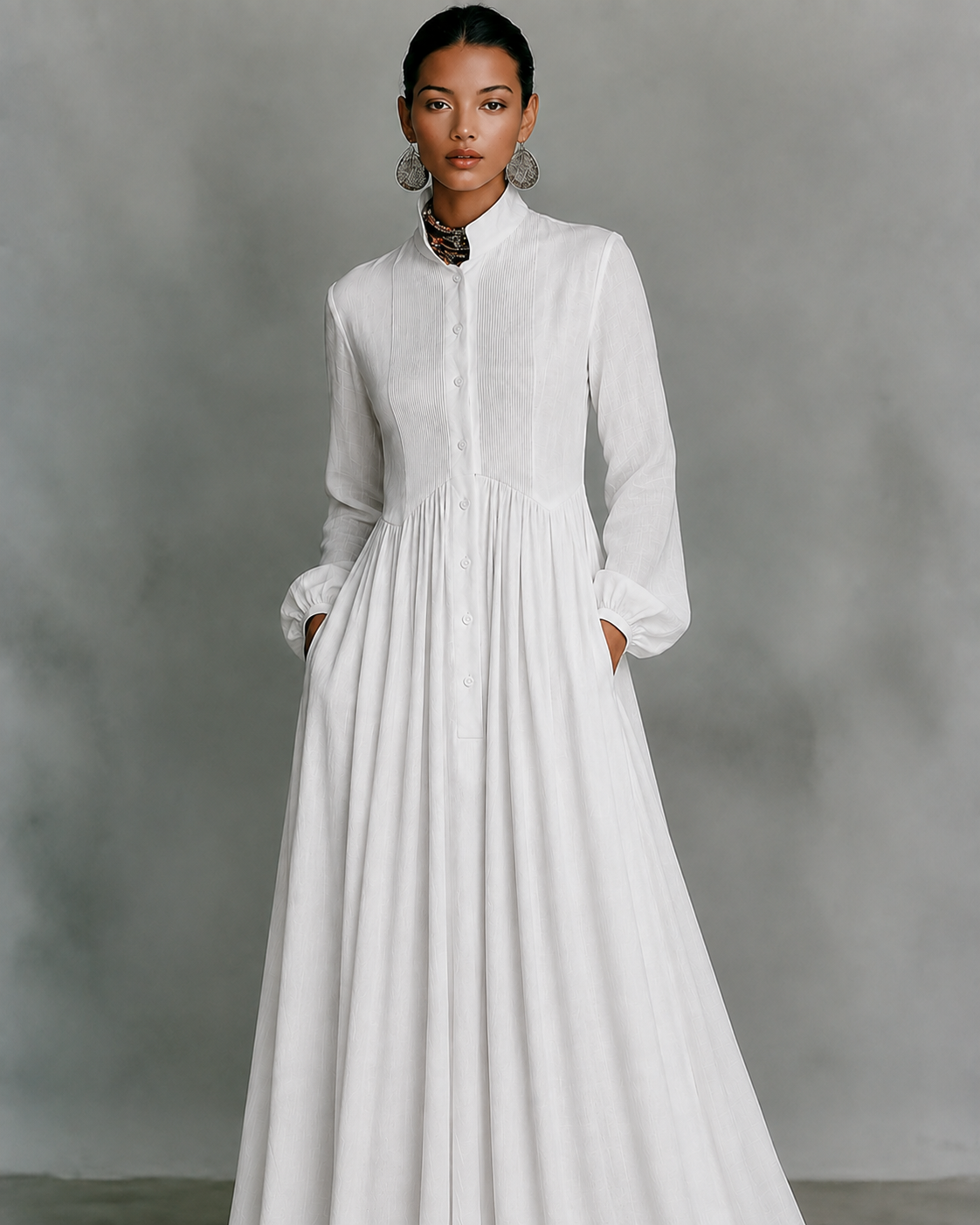 DEBORA™ | ABITO MAXI MINIMALISTA COLLETTO ALLA COREANA