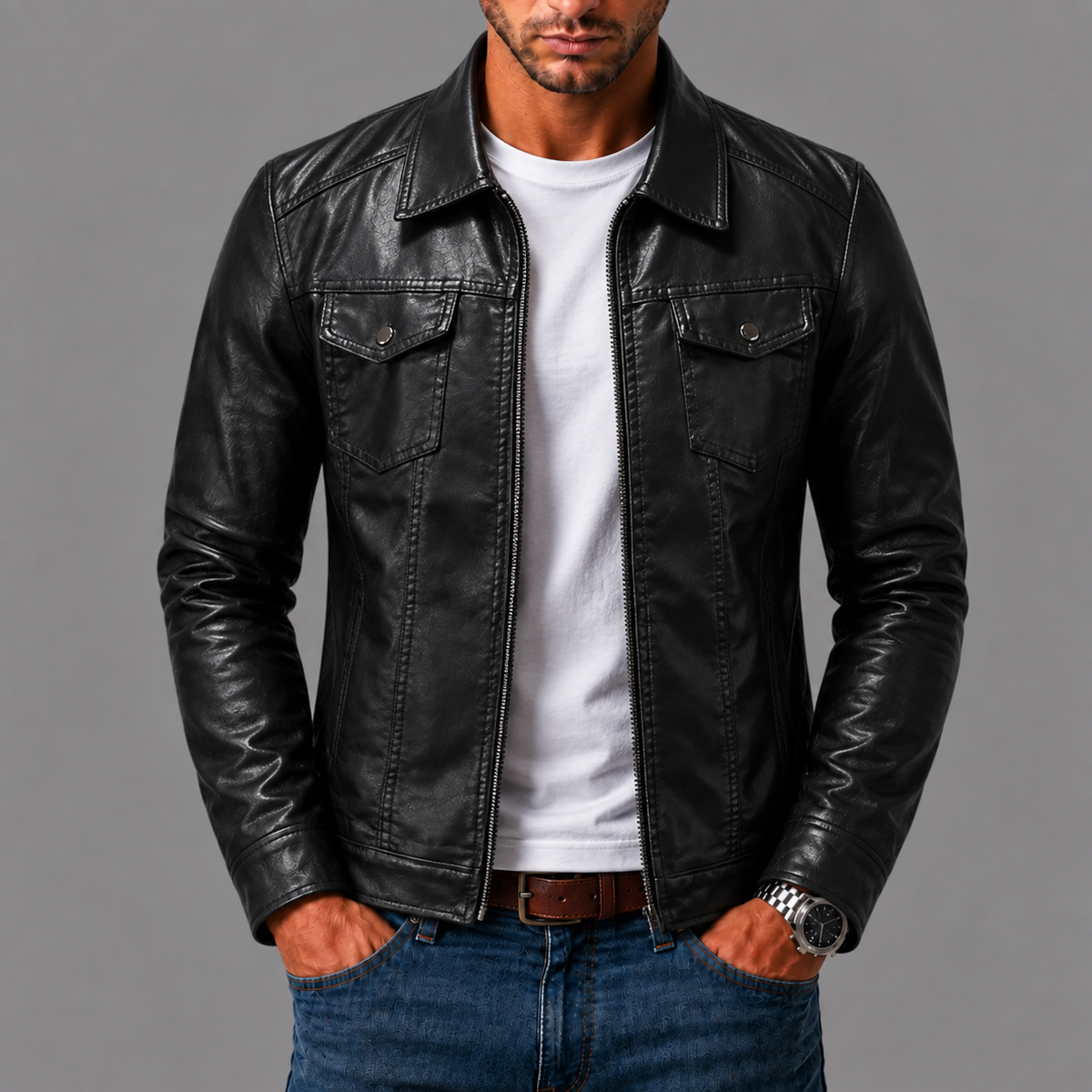 TEODORO™ - GIACCA DI PELLE BIKER