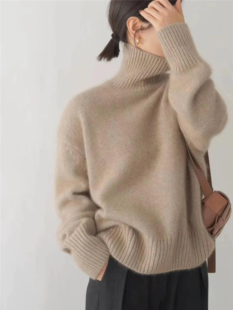 BARBARA™ | MAGLIONE IN SIMIL CACHEMIRE COLLO ALTO