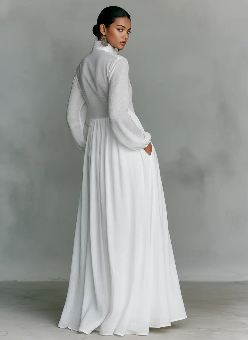 DEBORA™ | ABITO MAXI MINIMALISTA COLLETTO ALLA COREANA